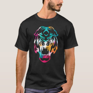 Tiger Cat Animal Tiger Head Colourful Painting 1 T-Shirt