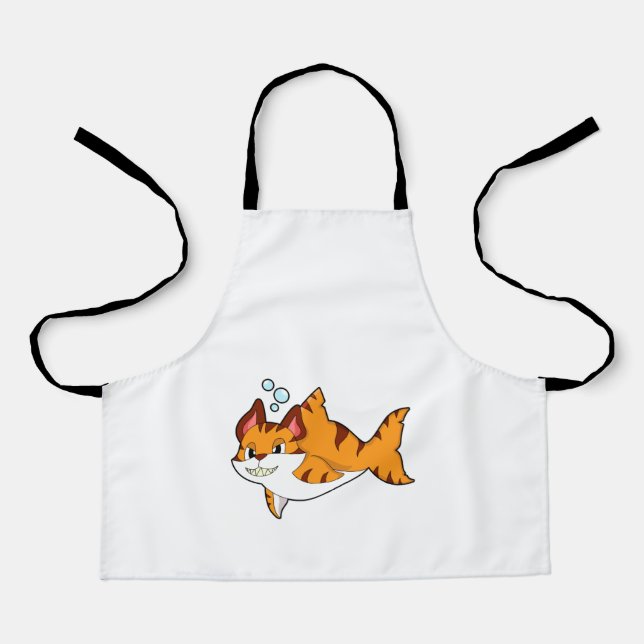 Tiger cat as Shark in Water.PNG Apron (Front)
