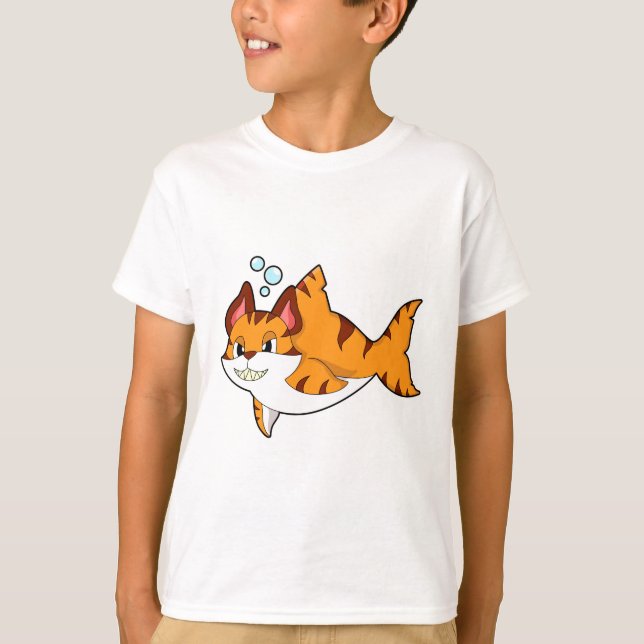 Tiger cat as Shark in Water.PNG T-Shirt (Front)