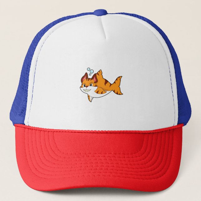 Tiger cat as Shark in Water.PNG Trucker Hat (Front)