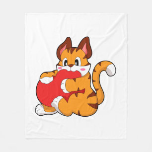 Tiger cat at Love with Heart.PNG Fleece Blanket