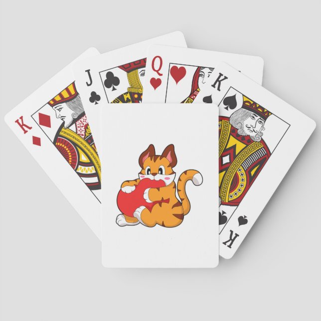 Tiger cat at Love with Heart.PNG Playing Cards (Back)