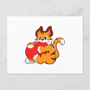 Tiger cat at Love with Heart.PNG Postcard