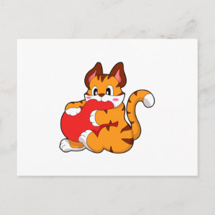 Tiger cat at Love with Heart.PNG Postcard