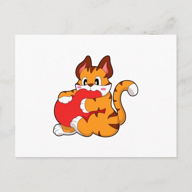 Tiger cat at Love with Heart.PNG Postcard (Front)