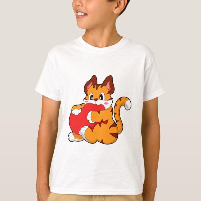 Tiger cat at Love with Heart.PNG T-Shirt (Front)