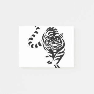 Tiger Cat Big Black White Stripes Prowl Walk Post-it Notes