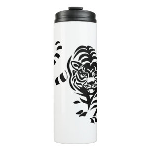 Tiger Cat Big Black White Stripes Prowl Walk Thermal Tumbler