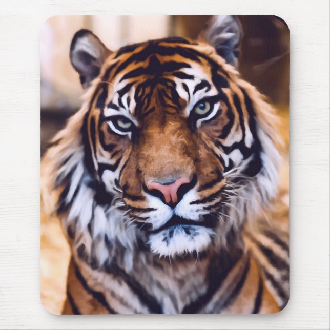 Tiger Cat Close Up Painted Wildlife Mouse Mat (Front)