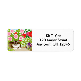 Tiger Cat in Garden Avery Label