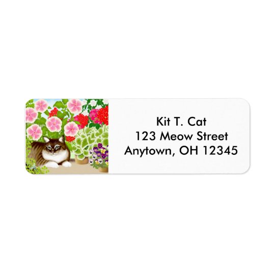 Tiger Cat in Garden Avery Label Return Address Label