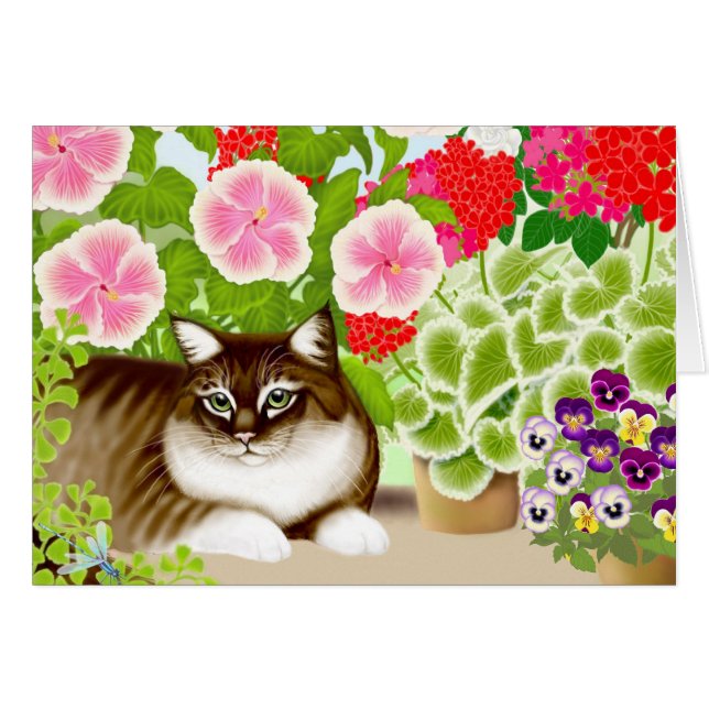 Tiger Cat in Garden Jungle (Front Horizontal)