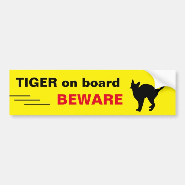 TIGER /Cat on Board - beware - driving/car sticker (Front)