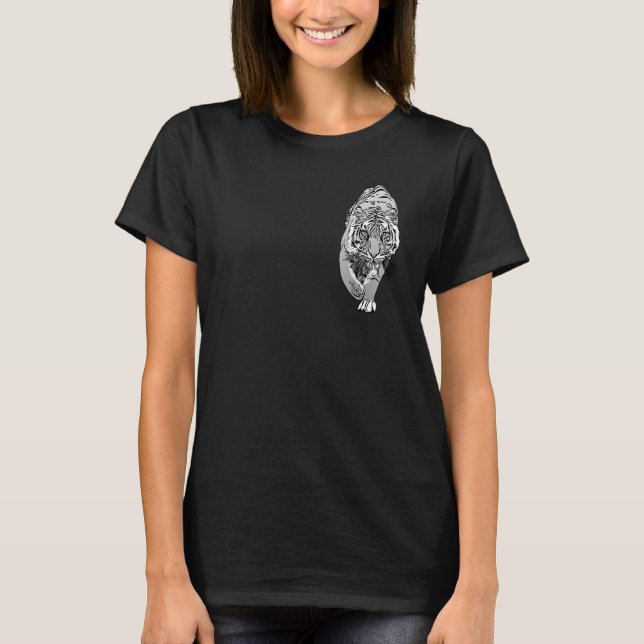 Tiger cat predator motif print graphic T-Shirt (Front)
