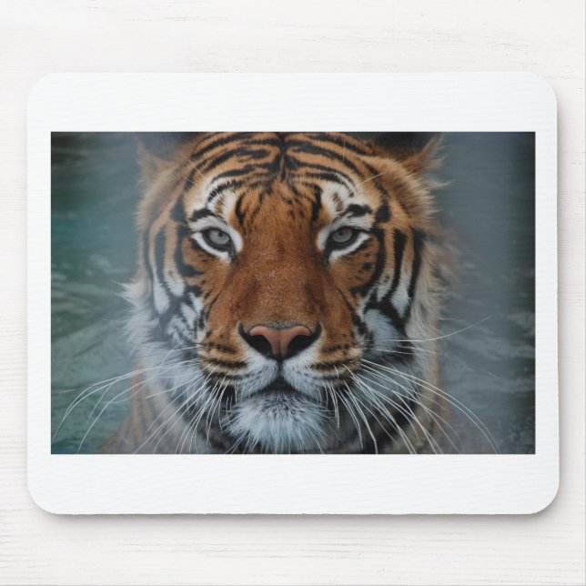 Tiger Cat Stripes Jungle Mist Animal Mouse Mat (Front)