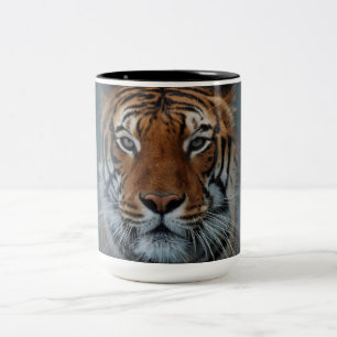 Tiger Cat Stripes Jungle Mist Animal Two-Tone Coffee Mug