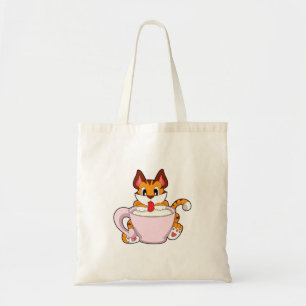 Tiger cat with Cup of Milk.PNG Tote Bag