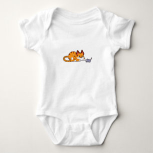 Tiger cat with Mouse Baby Bodysuit