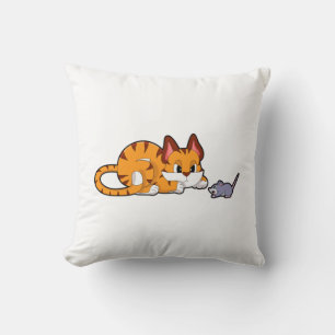 Tiger cat with Mouse Cushion