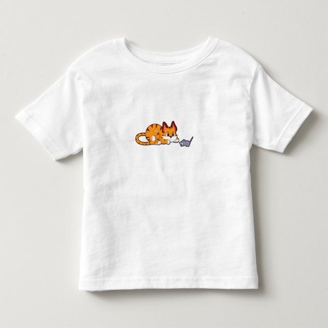 Tiger cat with Mouse Toddler T-Shirt (Front)