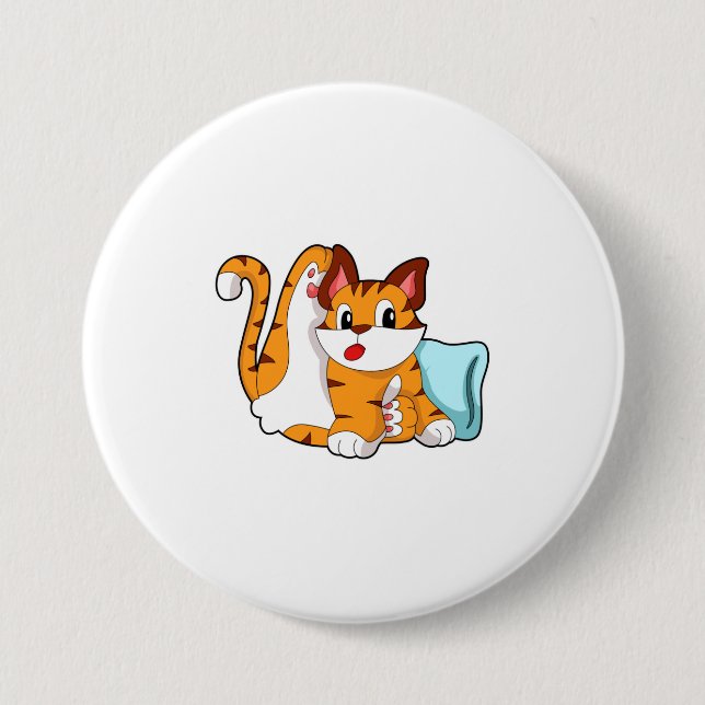 Tiger cat with Pillow 7.5 Cm Round Badge (Front)