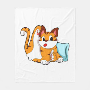 Tiger cat with Pillow Fleece Blanket