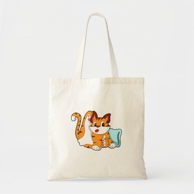 Tiger cat with Pillow Tote Bag (Front)