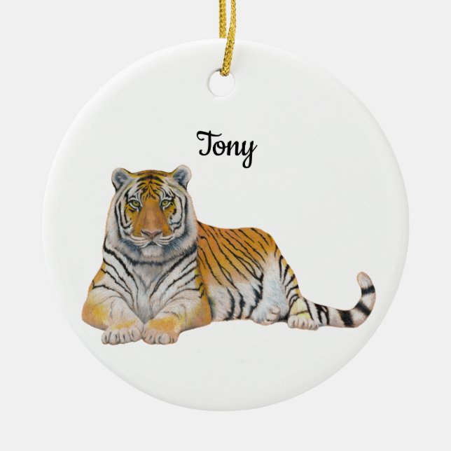 Tiger Ceramic Tree Decoration (Front)