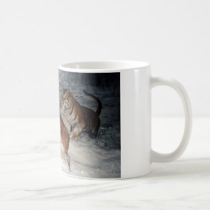 Tiger chases deer coffee mug