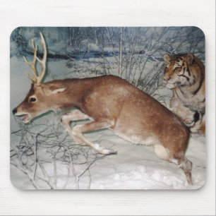 Tiger chases deer mouse pad