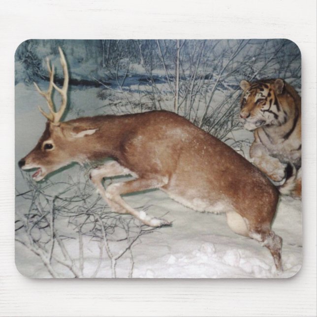 Tiger chases deer mouse pad (Front)