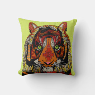 tiger chief chartreuse cushion