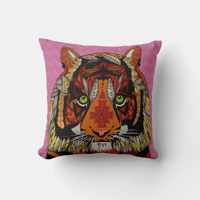 tiger chief pink chevron cushion (Front)