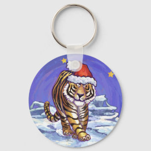 Tiger Christmas Key Ring