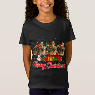Tiger Christmas Pajama Funny Xmas Lights Animals L T-Shirt