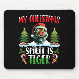 Tiger Christmas Santa Hat Xmas My Christmas Spirit Mouse Mat