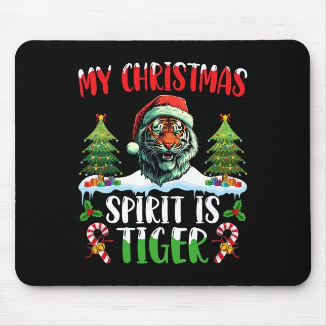 Tiger Christmas Santa Hat Xmas My Christmas Spirit Mouse Mat (Front)