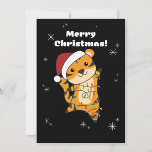 Tiger Christmas Snow Winter Animals Tiger Adult Cl Holiday Card