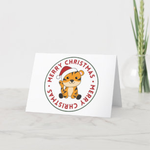 Tiger Christmas Snow Winter Animals Tiger Holiday Card