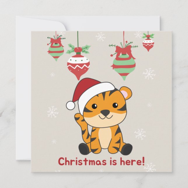 Tiger Christmas Snow Winter Animals Tiger Invitati Invitation (Front)