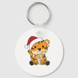 Tiger Christmas Snow Winter Animals Tiger Key Ring