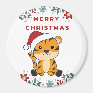Tiger Christmas Snow Winter Animals Tiger Magnet