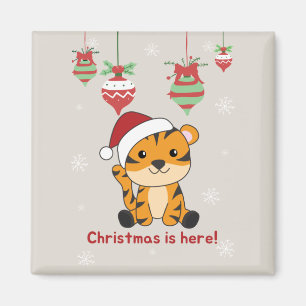 Tiger Christmas Snow Winter Animals Tiger Magnet