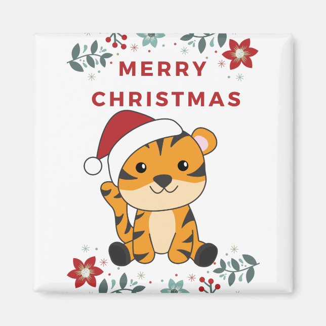 Tiger Christmas Snow Winter Animals Tiger Magnet (Front)