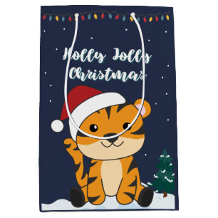 Tiger Christmas Snow Winter Animals Tiger Medium G Gift Bag