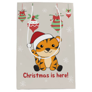 Tiger Christmas Snow Winter Animals Tiger Medium G Gift Bag
