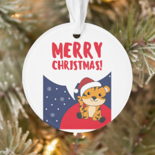 Tiger Christmas Snow Winter Animals Tiger Ornament