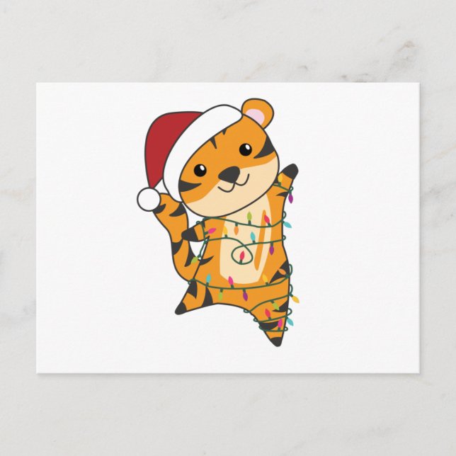 Tiger Christmas Snow Winter Animals Tiger Postcard (Front)