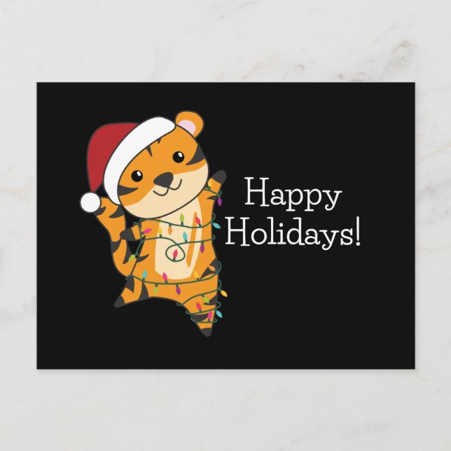 Tiger Christmas Snow Winter Animals Tiger Postcard (Front)