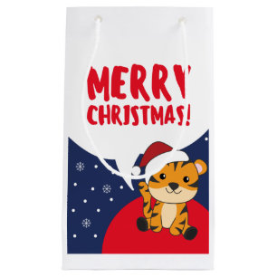 Tiger Christmas Snow Winter Animals Tiger Small Gi Gift Bag